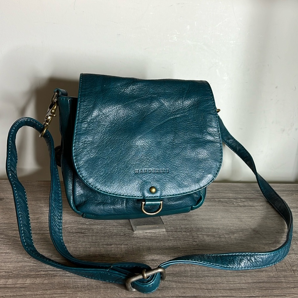 Wanders Travel Co. Salzburg Grande Structured Teal Leather Crossbody LIKE NEW